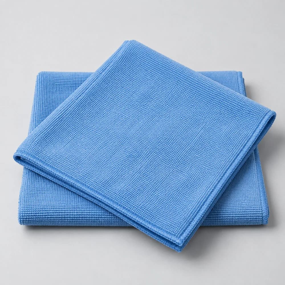 Cam temizliği konusuna eşlik eden mikrofiber bez görseli